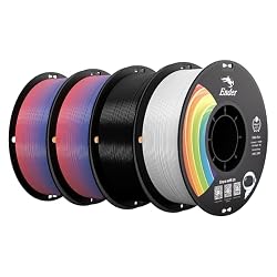 Creality PLA+ 3D Printer Filament, Rainbow*2 & Black & White, 4-Pack