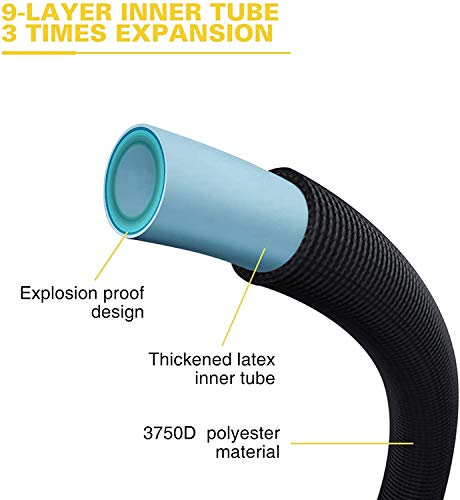 75ft Expandable Garden Hose 10 Function Nozzle Lightweight Flexible Water Hose 75 ft 3750D Triple Extentions Latex Core 3/4" Solid Brass Fittings for Watering and Cleaning