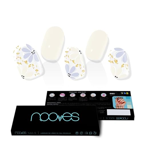 NOOVES - Láminas de Gel para Uñas|Petals - Nail Art | 20 uds, Uñas de Gel Semicuradas Premium, Gel Nail Stickers,Pegatinas Uñas de Gel, Incluye 1 Lima de Uñas y 1 Palito de Naranjo, Vegano