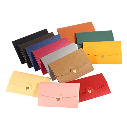 Mini enveloppes rétro multicolores PATIKIL avec fermoir cœur doré pour mariage, lot de 24