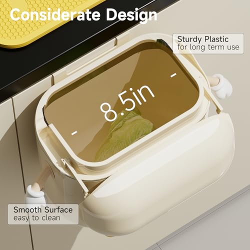 Image of UFORU Plastic Hanging Trash Can with Lid, 3.2 Gallon Kitchen Compost Bin