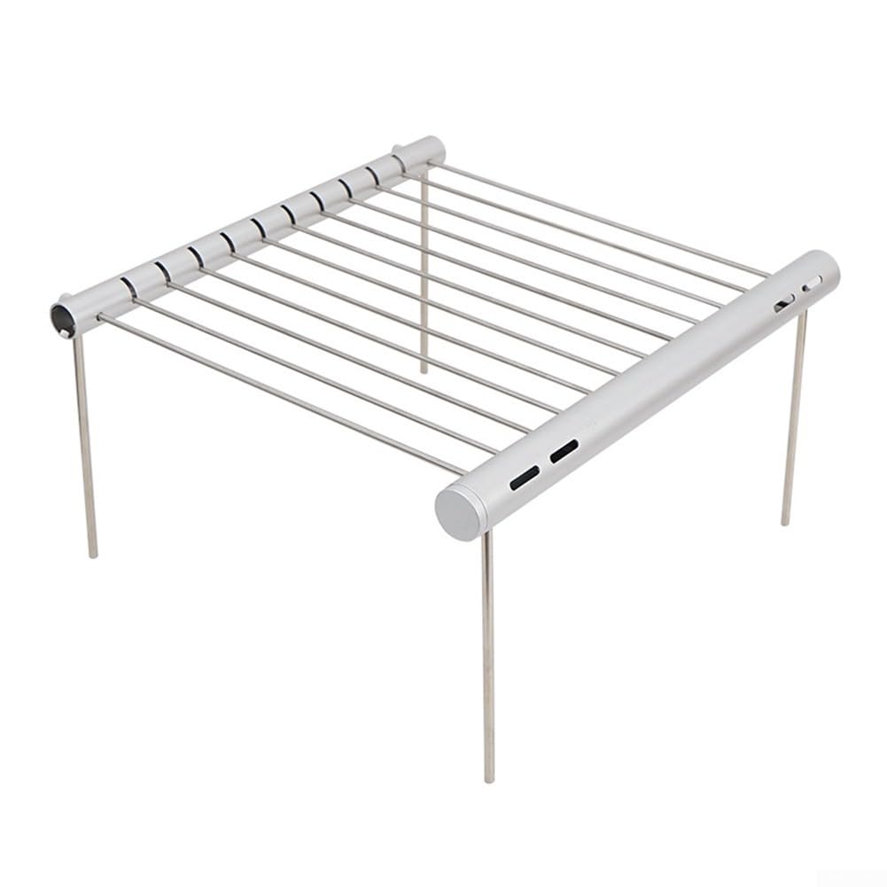 Parrilla de camping portátil de acero inoxidable ligera parrilla plegable de carbón con tubo de transporte para un fácil almacenamiento, ideal para cocinar al aire libre