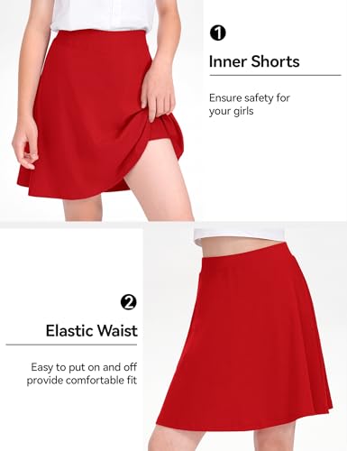 Image of KEREDA Girls Uniform Skirts with Undershorts Casual Stretchy School Skorts