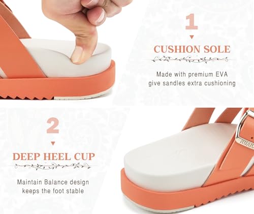 Image of KuaiLu Gladiator Sandals for Women with Comfortable Arch Support Summer Beach Walking Fisherman Slides Boho Outfits Flats Slip on Cushion Shoes Indoor Outdoor