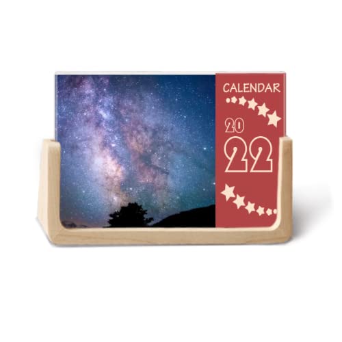 Calendrier de bureau 2022 Nebulae Dark Stars avec grille de 12 mois lisible