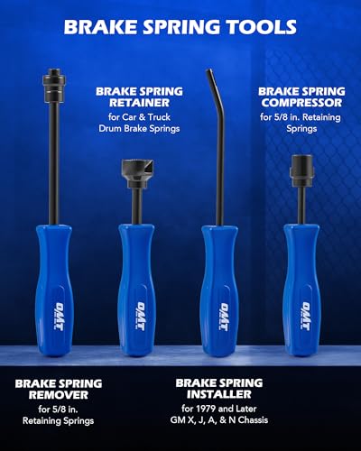 Image of Orion Motor Tech 10-Piece Drum Brake Tool Set, Drum Brake Adjustment Tool Kit with Brake Spring Adjusting Spoons Brake Spring Pliers Compressor Remover, Heavy-Duty Drum Brake Spring Tools with Case