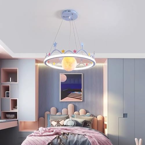 Lustre LED lune et planète violette dimmable pour chambre d'enfant - 3