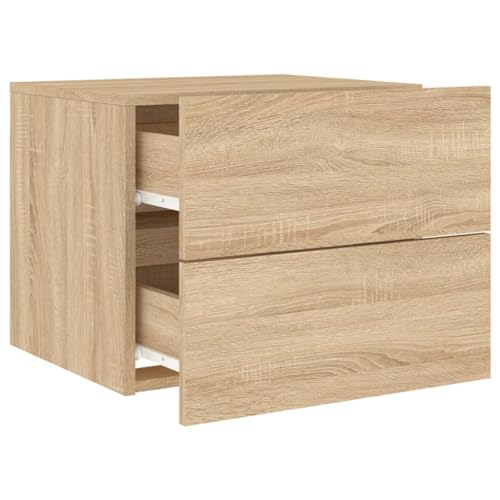 Table de chevet murale chêne Sonoma avec LED intégrées pour chambre - 7