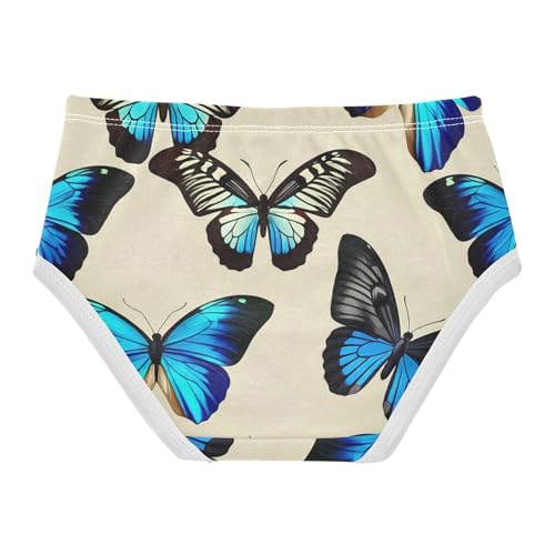 Blue Butterfly Beige Panties Little Girl Girls Underwear Toddlers Cotton Fun Kids Briefs Undies 2t2