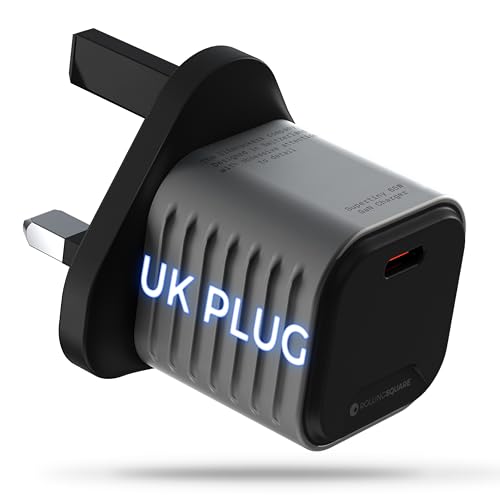 Rolling Square Supertiny - 65W USB-C GaN Wall Charger, Fast Charging Adapter with UK Plug, Ultra-Compact Travel Charger for Phones, Tablets, Laptops and USB-C Devices