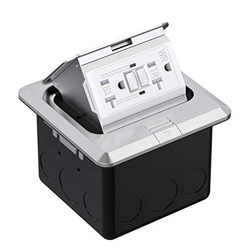 Webang Pop Up Floor Outlet Covers Box With 20 Amp Stainless Steel Gfci Tamper/Weather Resistant Receptacle Outlet, Etl Listed, 1 Pack, Silver #TOP2