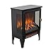 17” Electric Fireplace Stove Heater, 3D Flame Effect with Overheating Safety Protection, 1400W/700W Dual Heat, Faux Fake Fireplace Heater with 3-Sided Panoramic View, Safe for All Homes (Black 1)