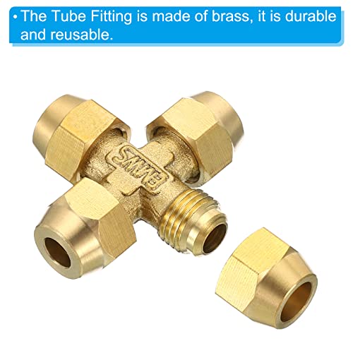 Patikil 6Mm X 8Mm Tube Od Brass Flare Tube Fitting 4 Way Pipe Tube Fitting For Plumbing, Hose Connector #TOP4