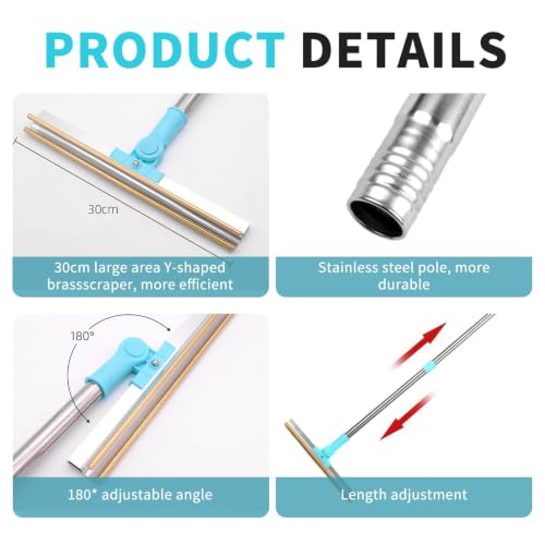 Image of Carpet Rake for Pet Hair Removal - 5-Pcs Set Pet Hair Carpet Rake with Dog Hair Remover, Cat Hair Scraper Tool 55-Inch Adjustable Handle for Carpets, Rugs, Upholstery