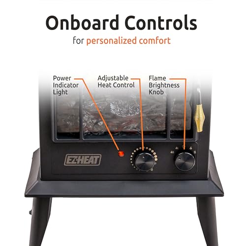 Electric Fireplace Space Heater with Flame Effect, Adjustable Thermostat, Dual Heat Settings, and Overheat Protection, MT1288