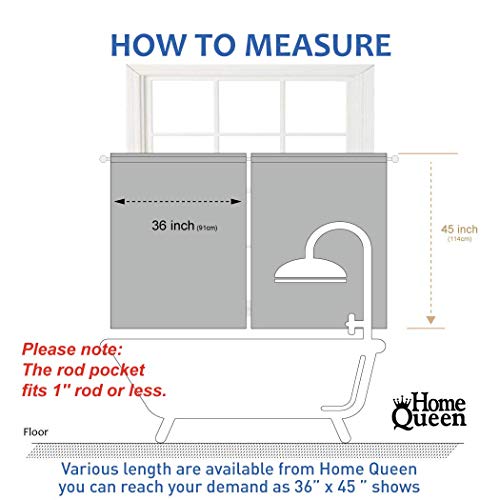 Home Queen White Waffle Bathroom Window Curtains, Water Repellent Rod Pocket Kitchen Drapes For Small Window, 2 Panels, 36 W X 45 L Inch Each #TOP6