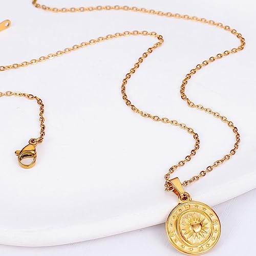 Jude Jewelers Stainless Steel Sun Moon Star Round Shaped Holiday Summer Beach Pendant Necklace  thumb #1