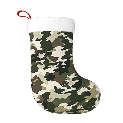 JIAGLINDE Cold Tree Camouflage Print Christmas Decorative Stockings Fireplace Christmas Tree Gift Bag BedHead Hanging Decorative Plush Christmas Socks, 17.7 in