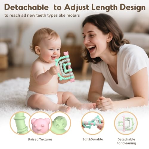 2 Stück Beißring Spielzeug für Babys, Beißspielzeug für Autistische Kinder, Zahnungshilfe Spielzeug für Neugeborene Babys 3 6 12 18 Monate Jungen Mädchen Ostern Baby Dusche Geschenke, Mehrere Farben