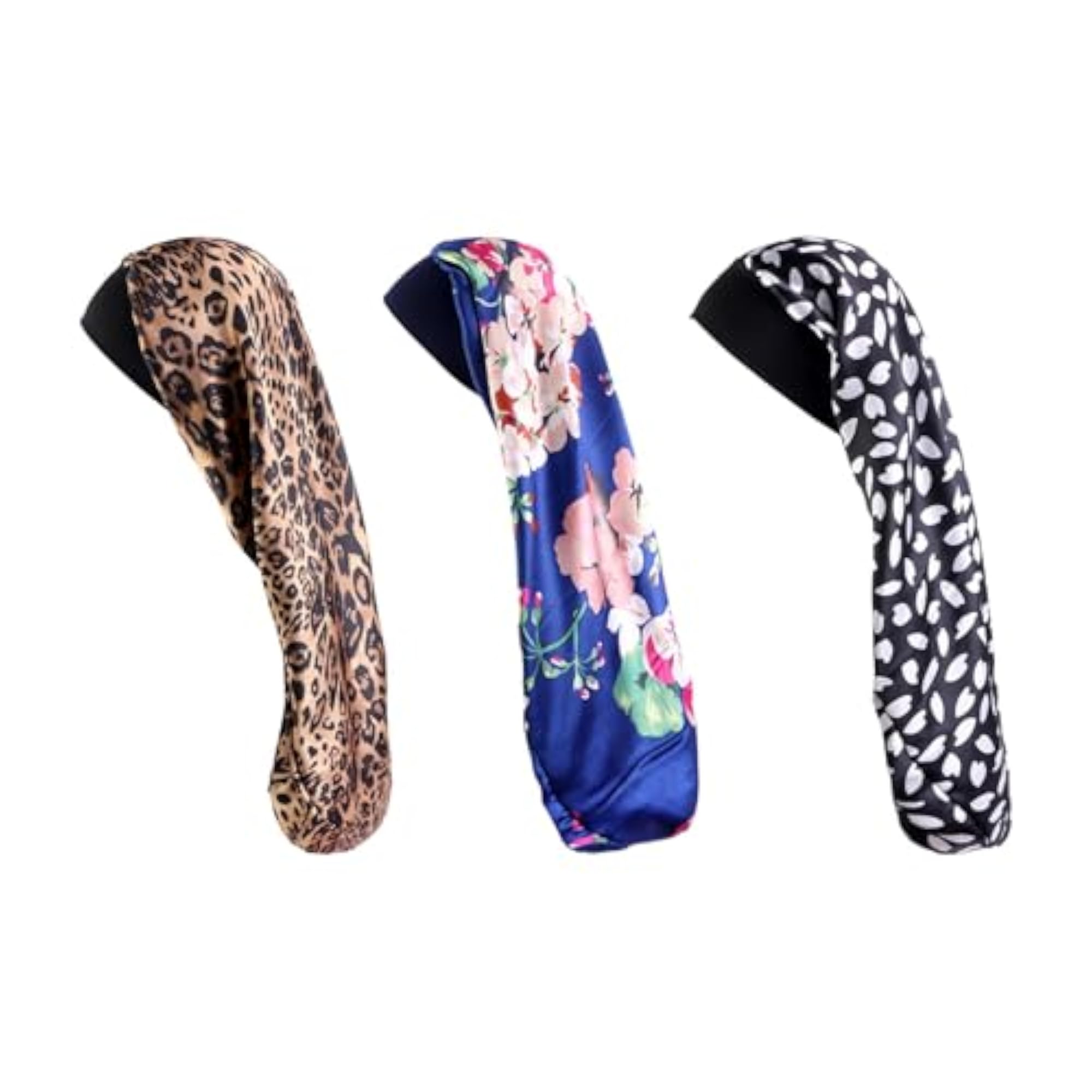 Women Long Satin Bonnet Hair Sleeping Cap, Leopard Print Multicolour