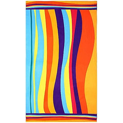 Beach Towels Extra Large 100x180cm Microfibre for Men and Women Great for Swim Spa Travel Yoga Sports Camping Sunbed Cover Bath or Shower at Home Stripe Print Cover