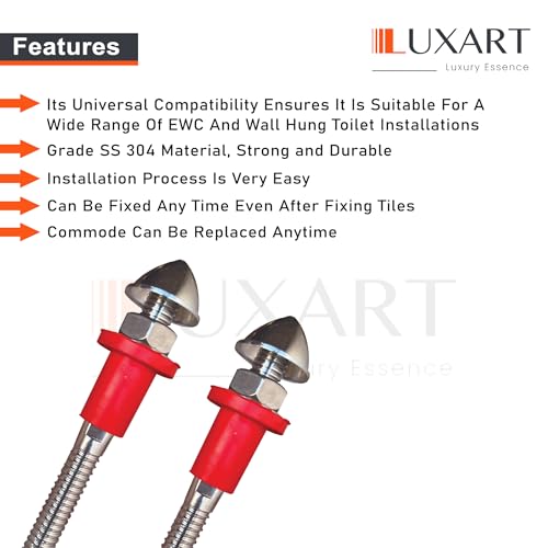 Image of LUXART Racks Bolt EWC & Wall Hung (SS 304) wall Mount Commode Rack Bolt 16mm thikness, installation screw set with full accessories for wall mounted commode