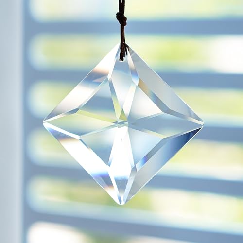 HDCRYSTALGIFTS 2PCS 50mm Clear Crystal Sun Catcher Prisms, Hanging Suncatchers with Glass Prism, Rainbow Maker for Windows, Balcony, Kitchen, Garden, Christmas Tree Decoration - Thumbnail 4