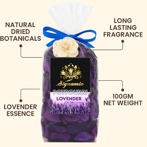 Image of SIGNAMIO Potpourri Flowers - Dry Flowers for Decoration, Scented Dry Flower Mix for Home Decor, Natural Fragrance, Floral Arrangement, Aromatic Bowl Filler, Gift Basket Filler - Multi Flavour