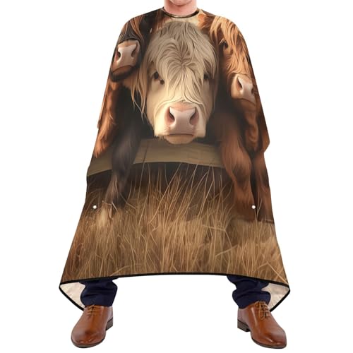 Kigai Highland Cows Hair Cutting Cape for Men & Women Waterproof Barber Cape Professional Hairdressing Salon Styling Apron with Adjustable Closure Snap