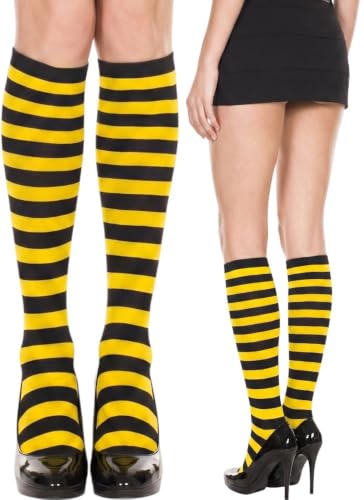 Image of ToBeInStyle Women's Opaque Striped Knee High Warm Nylon Stockings Hosiery