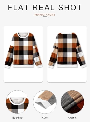 KISSMODA Women's Casual Long Sleeve Sweatshirt Color Block/Solid Crewneck Corduroy Pullover Cute Tops