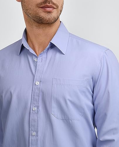 Image of HISDERN Mens Dress Shirts Long Sleeve Button Down Casual Shirts for Men Inner Contrast Formal Business Tuxedo Wedding Shirt