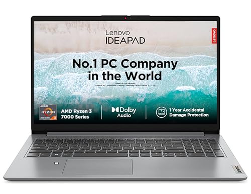 Image of Lenovo IdeaPad Slim 1 AMD Ryzen 3 7320U 15.6 inch HD Thin and Light Laptop (8GB /512GB SSD /Windows 11 Home /MS Office 2021 /1Yr ADP Free /Cloud Grey /1.58Kg), 82VG00JJIN