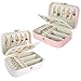 YAYODS Lot de 2 boîtes de rangement pour bijoux en cuir synthétique - Boîte à bijoux portable pour bagues, boucles d'oreilles, colliers, bracelets