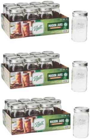 Ball Wide Mouth Glass Mason Jars with Lids and Bands, Used for Canning, Pickling, Juice, Jam, Jelly, Quart Size 32 Ounce (Pack of 36)