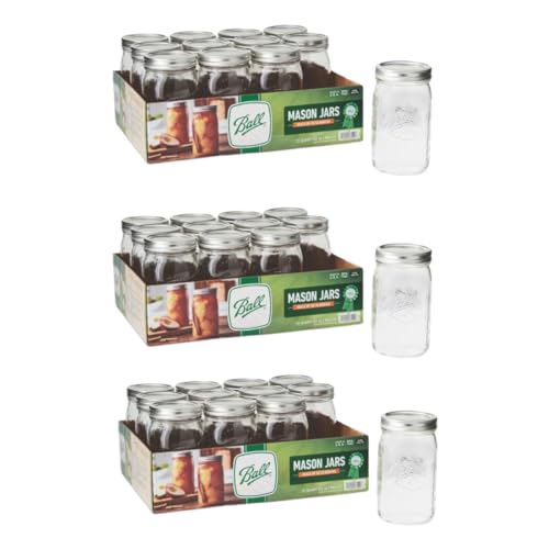 Ball Wide Mouth Glass Mason Jars with Lids and Bands, Used for Canning, Pickling, Juice, Jam, Jelly, Quart Size 32 Ounce (Pack of 36)