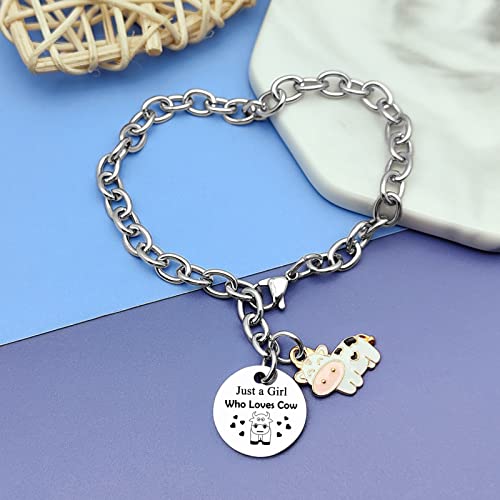 DlaeKua Cows Gifts for Cows Lover Bracelet Stainless Steel Animal Lovers Gift Cow Bracelet Jewelry Cow Farmer Gift Birthday Gift for Link Chain Bracelet Jewelry 8.26inch4