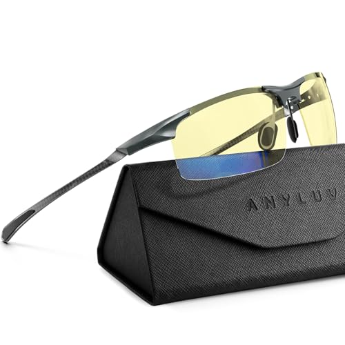 ANYLUV Blue Light Glasses for Men Sport Style Half-Rim Glasses Carbon Fiber Frame Gaming Computer Glasses Anti Eye Strain