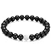 Couples His and Hers Bracelet Black Matte Agate & White Howlite 8mm Beads By Long Way 7.1
