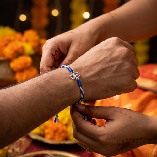 Image of Unniyarcha 925 Sterling Silver God Blessings Rakhi for Men | Certified Silver Raksha Bandhan Rakhi for Brother