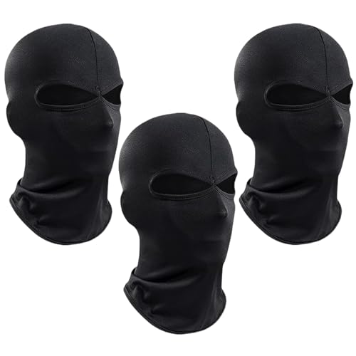 3 Unidades de Mascarillas Anti viento, Mascarilla de Esquí negra, Mascarilla Anti Viento Para Moto Transpirable, Mascarilla Facial Para Bicicleta Duradera Suitable Para Hombres y Mujeres Ideal Para Ac