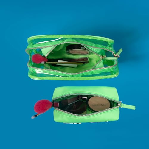 Image of Colorbar Polyester Lips & Lashes Casual Box Pouch (Set Of Two) - Neon Green