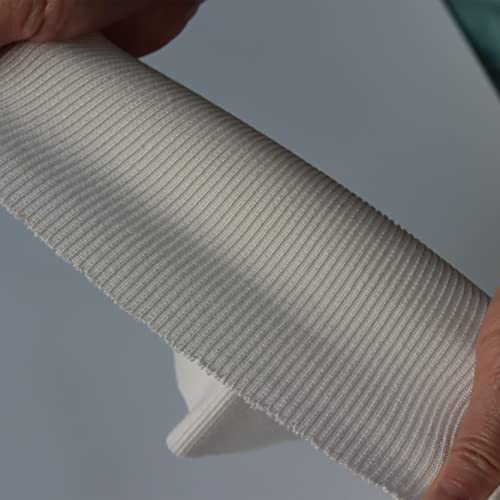 Image of TinaKim Ribbing Fabric for Sewing, for Waistbands Collar Cuffs Material (Strip of Milk White, 40x8in)