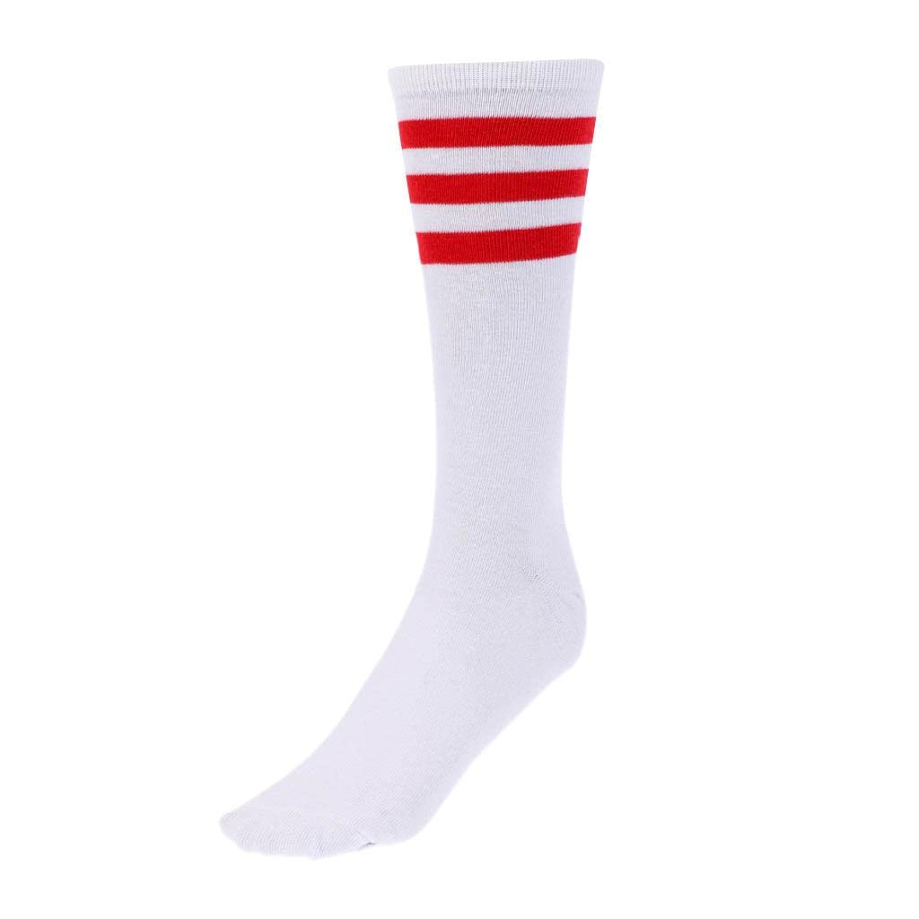 nivaa Golf Stripe Thigh High Tube Sock Knee High Protection Socks L White+StripedA-picture-0