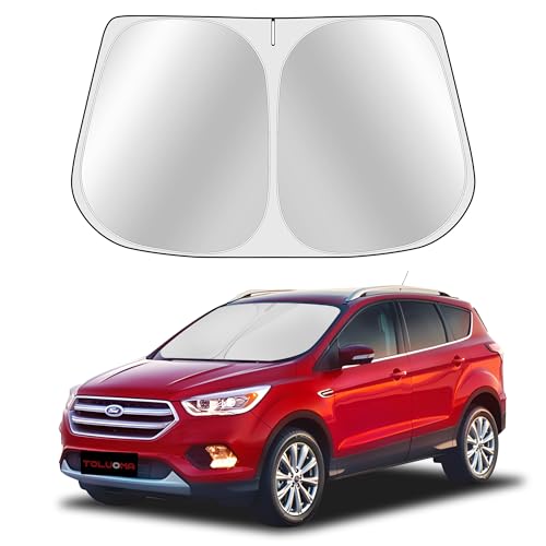 Toluoma Custom Fit Windshield Sun Shade for Ford Escape 2013-2019 - Full Coverage, 210T Reflective Fabric, Double-Layer Design - Blocks 99% UV Rays, Keeps Car Cool, Easy to Install and Store