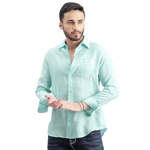 Image of ROOKIES Mens Full Sleeve Slim Fit 100% Lenin Shirt
