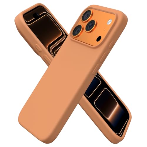 ORNARTO Funda para iPhone 17 Pro (6,3'), Funda de Silicona Líquida Premium, Protección Completa, Goma de Gel Suave, Forro de Microfibra Antiarañazos,Carcasa Antigolpes, Naranja Claro