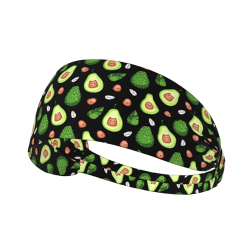 VKKOEWL Kawaii Style Avocado Elastic Exercise Headband Sweatband Hair Wrap Hair Band Fashion for Women Men