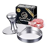Prensa Hamburguesas 2 en 1 de Acero Inoxidable | Smash Burger Kit con Papel Antiadherente | Ideal para Hamburguesas caseras | Robusta | Apta para lavavajillas | Acabado Brillante