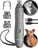 Dog Nail Grinder with LED Light, Rechargeable Dog Nail Grinder for Large Dogs, Medium & Small Dogs, Professional Pet Nail Grinder for Dogs Quiet Soft Puppy Grooming, Cat Nail Grinder, Dog Nail Trimmer